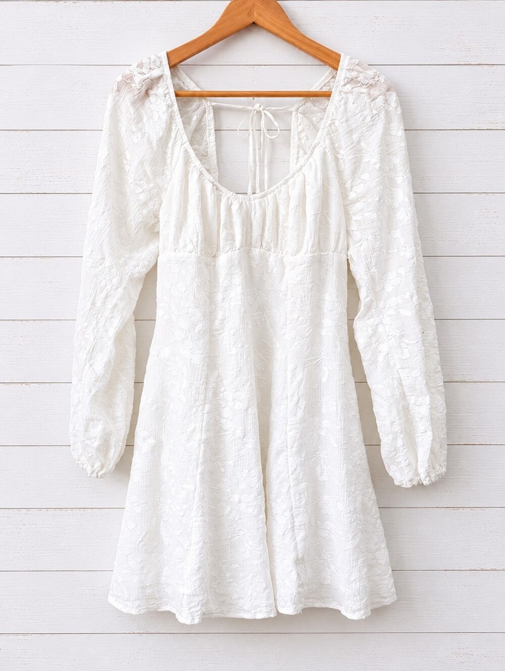 Wild Fable White Long-Sleeve Mini Dress Size M